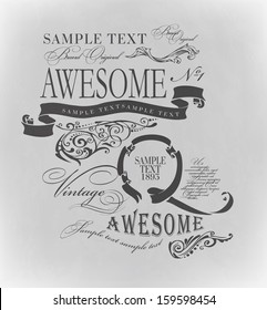 Vintage ornament calligraphic design elements and page decoration, retro style /ornate floral  template