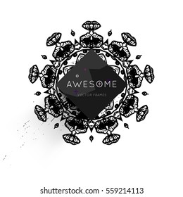 Vintage Ornament Card Vector Template. Flourishes Frame with Retro Elements. Luxury Invitation Design
