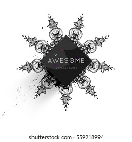 Vintage Ornament Card Vector Template. Flourishes Frame with Retro Elements. Luxury Invitation Design