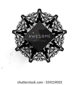 Vintage Ornament Card Vector Template. Flourishes Frame with Retro Elements. Luxury Invitation Design