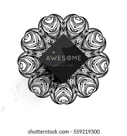 Vintage Ornament Card Vector Template. Flourishes Frame with Retro Elements. Luxury Invitation Design