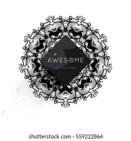 Vintage Ornament Card Vector Template. Flourishes Frame with Retro Elements. Luxury Invitation Design