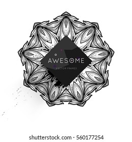 Vintage Ornament Card Vector Template. Flourishes Frame with Retro Elements. Luxury Invitation Design