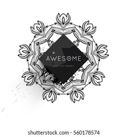 Vintage Ornament Card Vector Template. Flourishes Frame with Retro Elements. Luxury Invitation Design