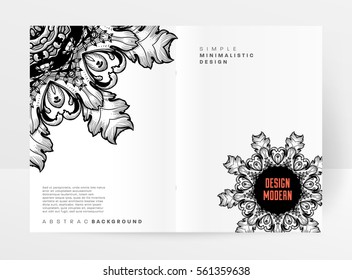 Plantilla vectorial de tarjeta de ornamento vintage. Florece el marco con elementos retro. Diseño de invitaciones de lujo