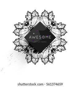 Vintage Ornament Card Vector Template. Flourishes Frame with Retro Elements. Luxury Invitation Design