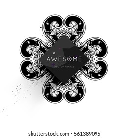 Vintage Ornament Card Vector Template. Flourishes Frame with Retro Elements. Luxury Invitation Design