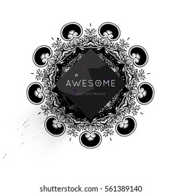 Vintage Ornament Card Vector Template. Flourishes Frame with Retro Elements. Luxury Invitation Design