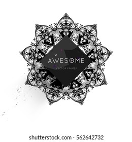 Vintage Ornament Card Vector Template. Flourishes Frame with Retro Elements. Luxury Invitation Design