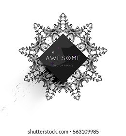 Vintage Ornament Card Vector Template. Flourishes Frame with Retro Elements. Luxury Invitation Design