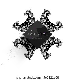 Vintage Ornament Card Vector Template. Flourishes Frame with Retro Elements. Luxury Invitation Design