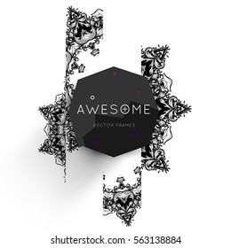 Vintage Ornament Card Vector Template. Flourishes Frame with Retro Elements. Luxury Invitation Design