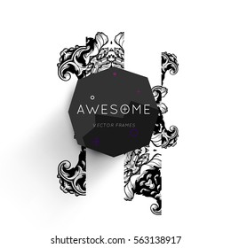 Vintage Ornament Card Vector Template. Flourishes Frame with Retro Elements. Luxury Invitation Design