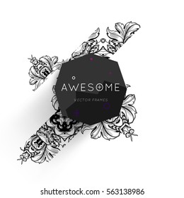 Plantilla vectorial de tarjeta de ornamento vintage. Florece el marco con elementos retro. Diseño de invitaciones de lujo