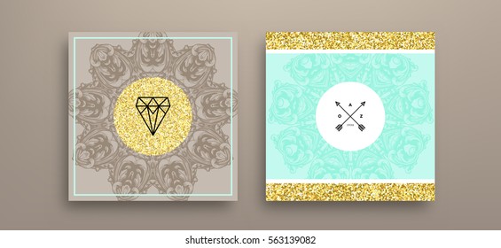 Plantilla vectorial de tarjeta de ornamento vintage. Florece el marco con elementos retro. Diseño de invitaciones de lujo