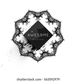 Plantilla vectorial de tarjeta de ornamento vintage. Florece el marco con elementos retro. Diseño de invitaciones de lujo