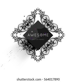 Plantilla vectorial de tarjeta de ornamento vintage. Florece el marco con elementos retro. Diseño de invitaciones de lujo