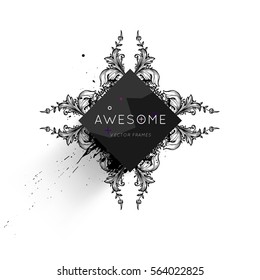 Vintage Ornament Card Vector Template. Flourishes Frame with Retro Elements. Luxury Invitation Design