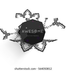 Vintage Ornament Card Vector Template. Flourishes Frame with Retro Elements. Luxury Invitation Design