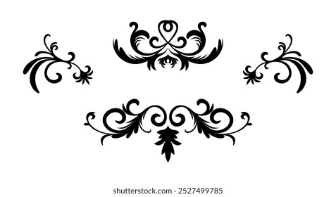 Vintage ornament collection with black style