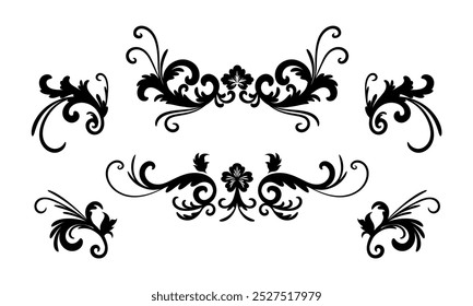 Vintage ornament collection with black style