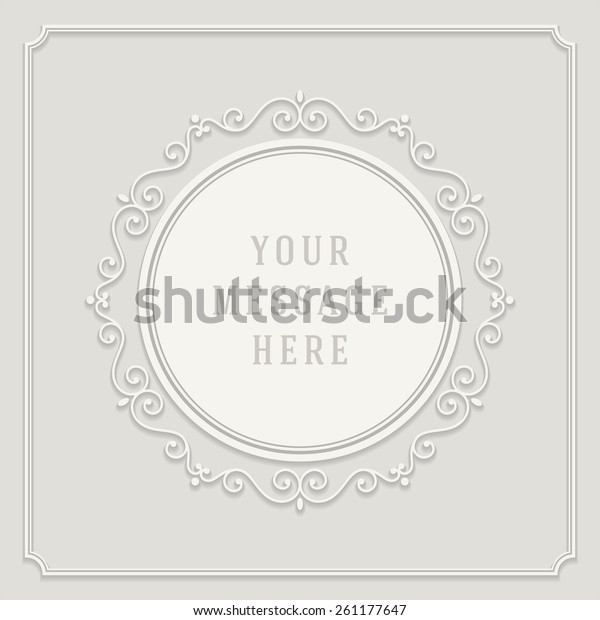 Vintage ornament from cut paper and shadow,\
border frame decoration, flourishes calligraphic ornamental swirls\
for greeting cards, labels, invitations, posters, badges. Vector\
background.
