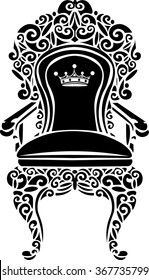 Vintage ornament decorated crown armchair. Vector