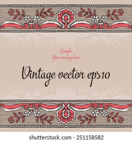 Vintage ornament for decoration invitations, flyers, brochures, postcards, greetings set of elements,vector hand drawing.