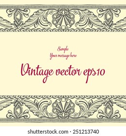 Vintage ornament for decoration invitations, flyers, brochures, postcards, greetings set of elements,vector hand drawing.
