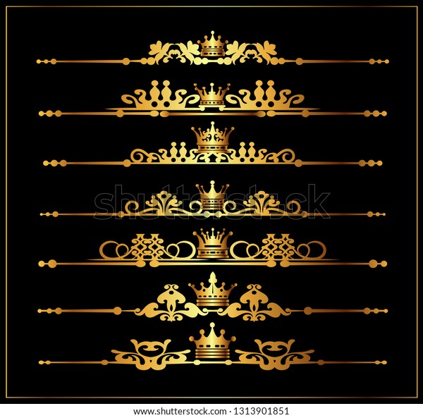 Vintage\
ornament design gold elements. Vector\
image