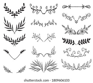 Big Floral Set Black Hand Drawn Stock Vector (Royalty Free) 568664038