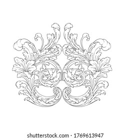 Vintage Ornament Element in baroque style with filigree and floral engrave the best situated for create frame, border, banner. It's hand drawn foliage swirl like victorian or damask design arabesque.