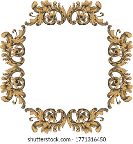 Vintage Ornament Element in baroque style with filigree and floral engrave the best situated for create frame, border, banner. It's hand drawn foliage swirl like victorian or damask design arabesque.