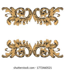 Vintage Ornament Element in baroque style with filigree and floral engrave the best situated for create frame, border, banner. It's hand drawn foliage swirl like victorian or damask design arabesque. - Shutterstock ID 1772460521