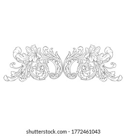 Vintage Ornament Element in baroque style with filigree and floral engrave the best situated for create frame, border, banner. It's hand drawn foliage swirl like victorian or damask design arabesque.
