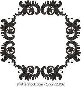 Vintage Ornament Element in baroque style with filigree and floral engrave the best situated for create frame, border, banner. It's hand drawn foliage swirl like victorian or damask design arabesque.