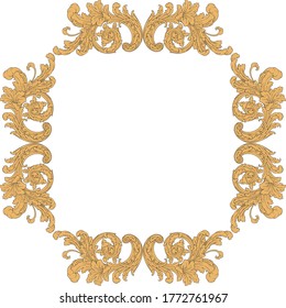 Vintage Ornament Element in baroque style with filigree and floral engrave the best situated for create frame, border, banner. It's hand drawn foliage swirl like victorian or damask design arabesque.