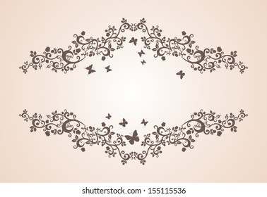 vintage ornament with floral elements for invitation or greeting card