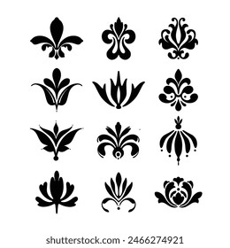 Vintage ornament floral vector set