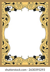 Vintage ornament frame antique style vector design. Hand drawing leaves and nature decorative.