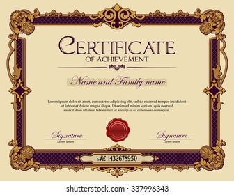 Vintage Ornament Frame Certificate Of Achievement