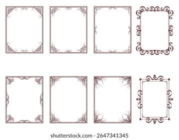 Vintage ornament frame. Decorative border frames, retro style divider. Elegant vintage frame and wedding ornaments Isolated icons vector set. Calligraphic filigree black ink borders collection