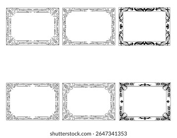 Vintage ornament frame. Decorative border frames, retro style divider. Elegant vintage frame and wedding ornaments Isolated icons vector set. Calligraphic filigree black ink borders collection