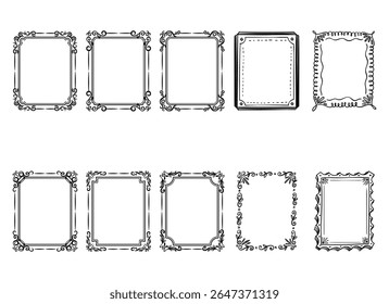 Vintage ornament frame. Decorative border frames, retro style divider. Elegant vintage frame and wedding ornaments Isolated icons vector set. Calligraphic filigree black ink borders collection