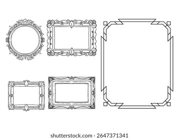 Vintage ornament frame. Decorative border frames, retro style divider. Elegant vintage frame and wedding ornaments Isolated icons vector set. Calligraphic filigree black ink borders collection