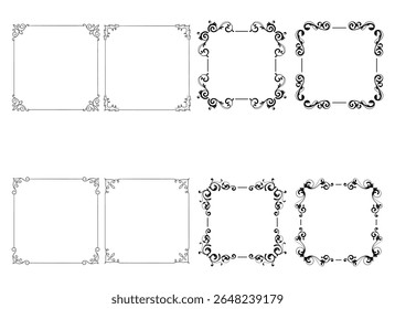 Vintage ornament frame. Decorative border frames, retro style divider. Elegant vintage frame and wedding ornaments Isolated icons vector set. Calligraphic filigree black ink borders collection
