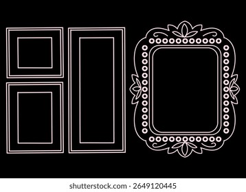 Cadre pour ornement Vintage. Cadres de bordure décoratifs, cloison de style rétro. Cadre vintage élégant et ornements de mariage Isolated icônes ensemble d'Images vectorielles. Collection de bordures d'encre noire en filigrane calligraphique