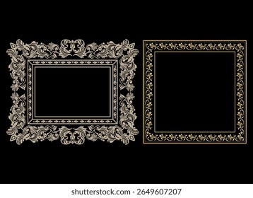 Vintage ornament frame. Decorative border frames, retro style divider. Elegant vintage frame and wedding ornaments Isolated icons vector set. Calligraphic filigree black ink borders collection