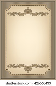 Vintage ornament frame and decorative border in retro style. Design title page diploma or booklet with antique engraving.