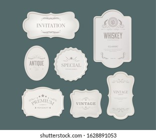 Vintage ornament frame design with calligraphy swirl in banner and label. illustration vector luxury style. Tag or Badges style roman.